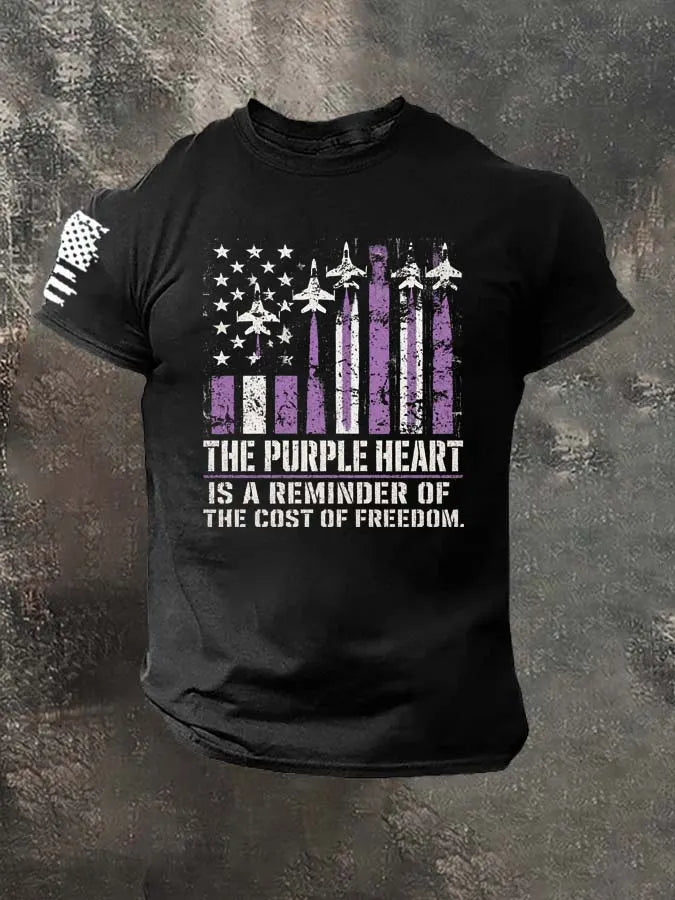 The Purple Heart Is A Reminder Of The Cost Of Freedom.Pattern 100% Cotton T-Shirt