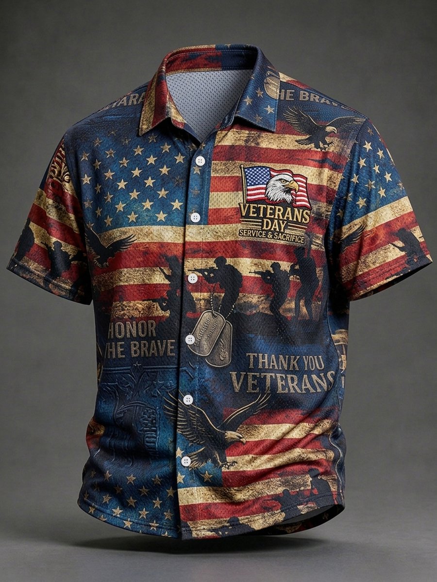 Men's U.S. Veterans Day Waffle Short-Sleeve Shirt