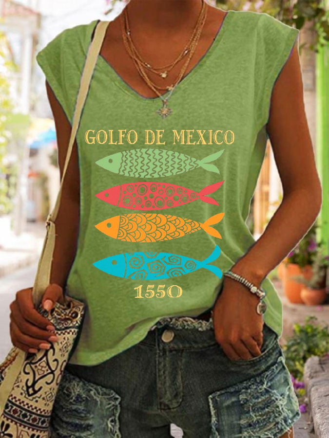 Women's Gulf Of Mexico Print Casual Vest