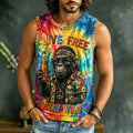 Men's Hippie Gorilla Letter Tie-dye Vacation Casual Vest