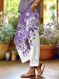 Women's Alzheimer's Purple Floral Print Casual Pants