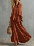 Women'S Sleeveless Round Neck Solid Color Cotton And Linen Dress