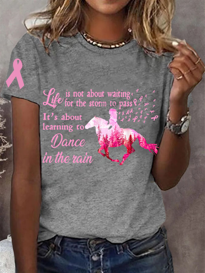 Women's Pink Horse Breast Cancer Awareness Warrior Tee