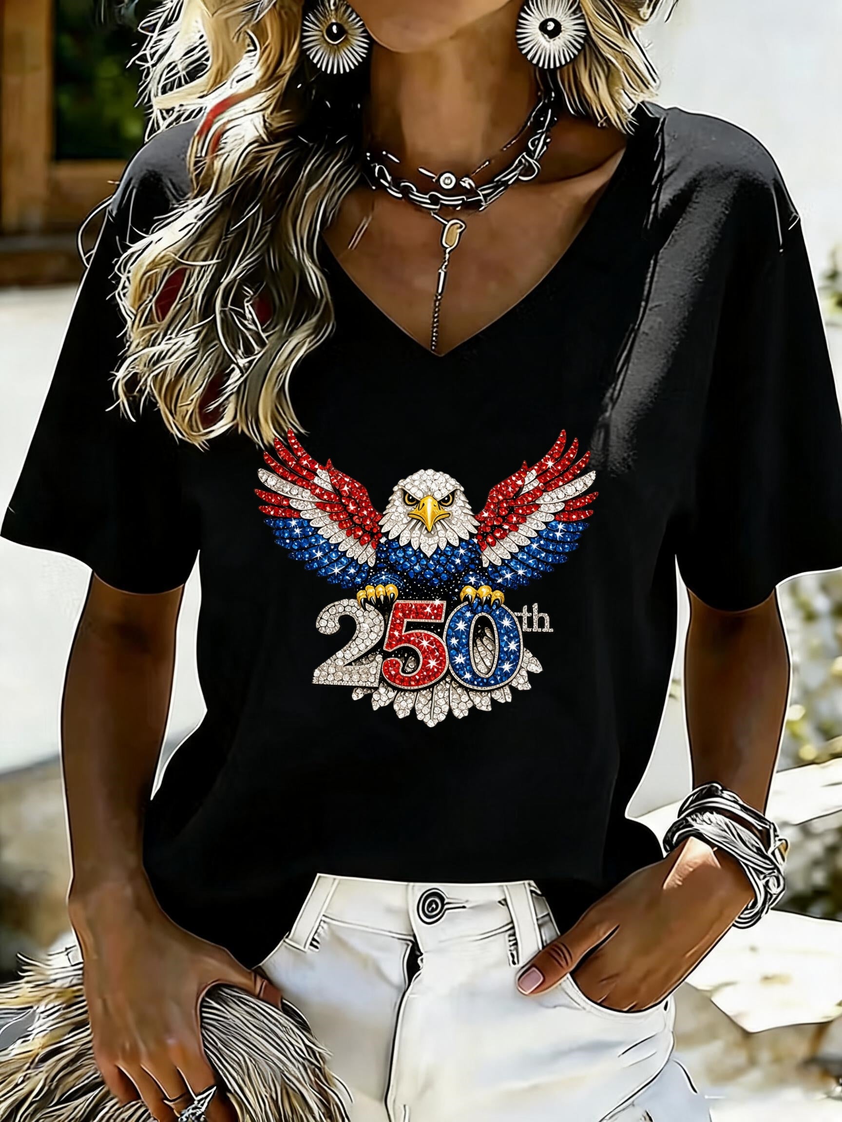Women'S 250th Anniversary Eagle Print Short-Sleeve T-Shirt