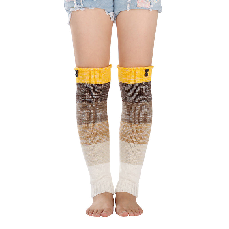 Soft Warm Retro Rainbow Contrasting Knee Protectors Socks