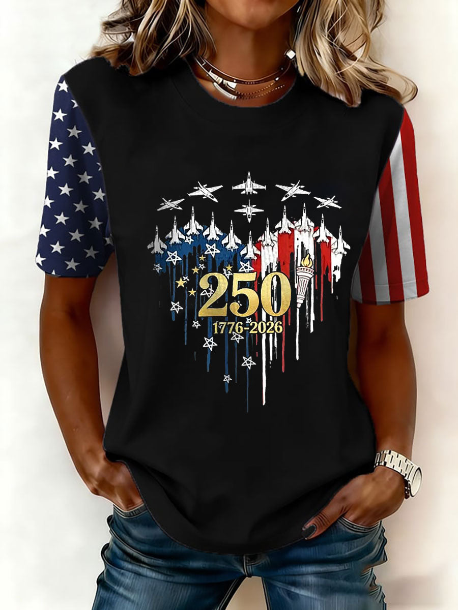 Women's USA 1776-2026 Print Casual T-Shirt