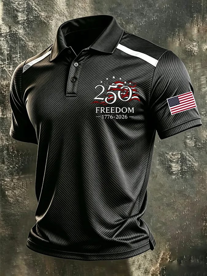 Men's USA 1776-2026 Freedom Printed Polo Shirt