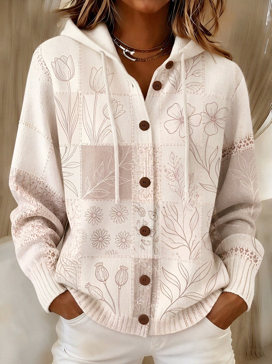 Women's Breast Cancer Awareness Pink Floral Patchwork Printed Cardigan