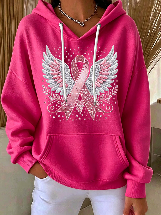 Women'S Casual Pink Artistic Faith Hoodie