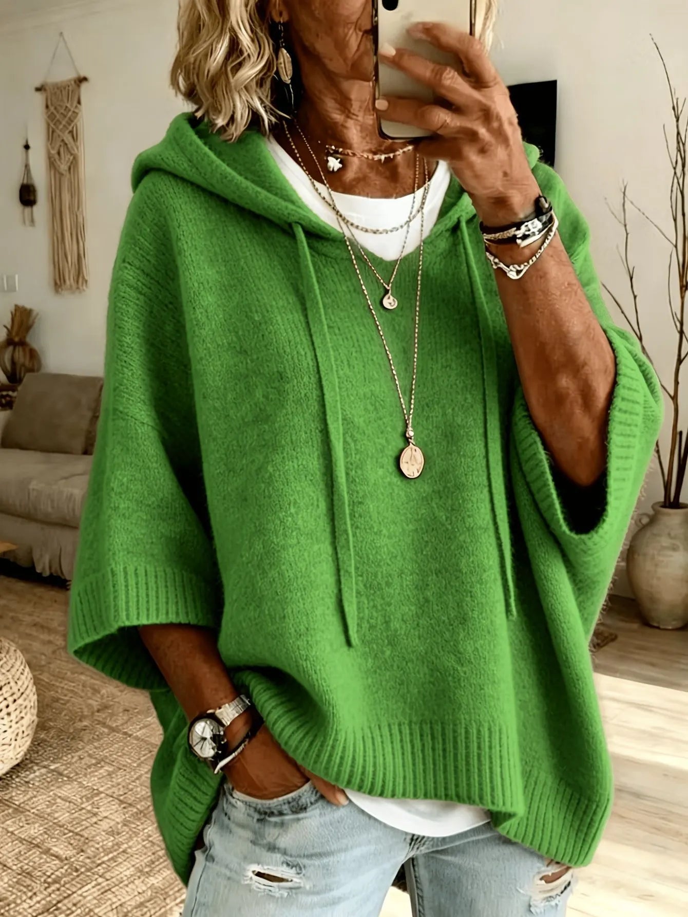 Women'S Knitted Sweater Oversized Hoodie
