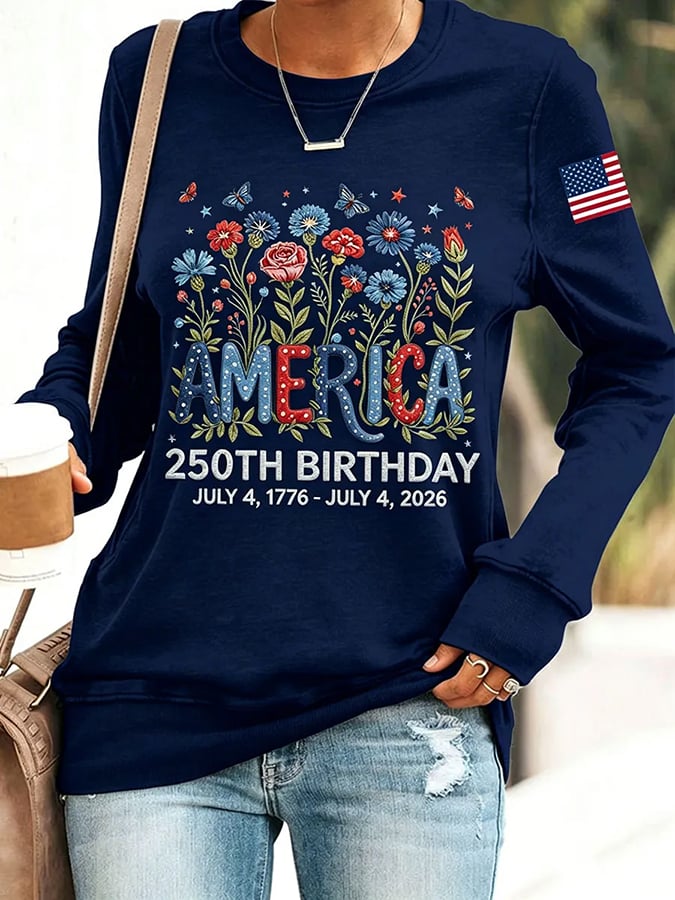 Women's 250 Years Of Freedom Flower Art Print  Top