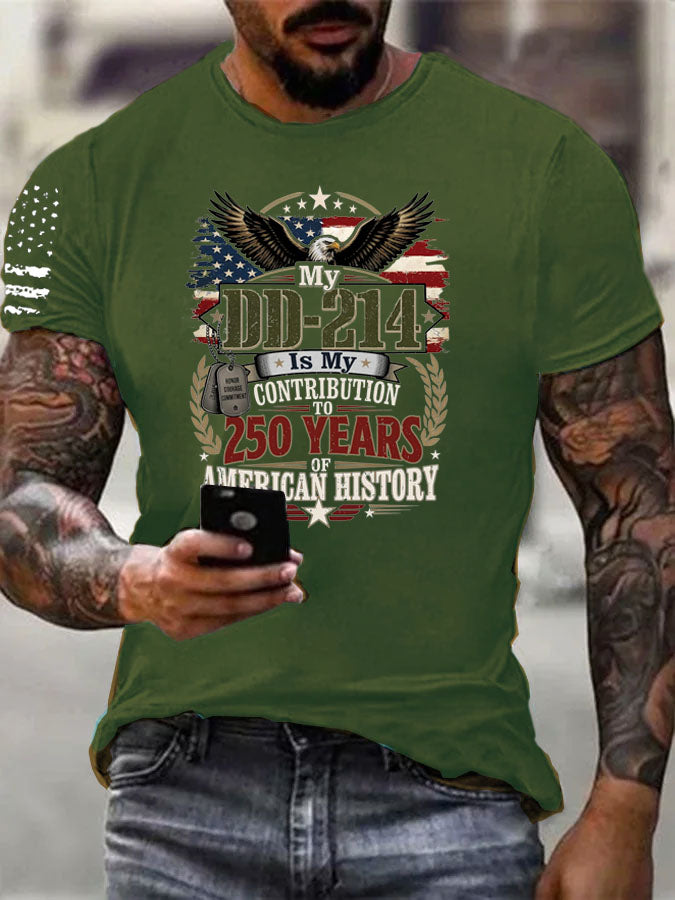 DD214 Is My Contribution To 250 Years Of American History Pattern 100% Cotton T-Shirt