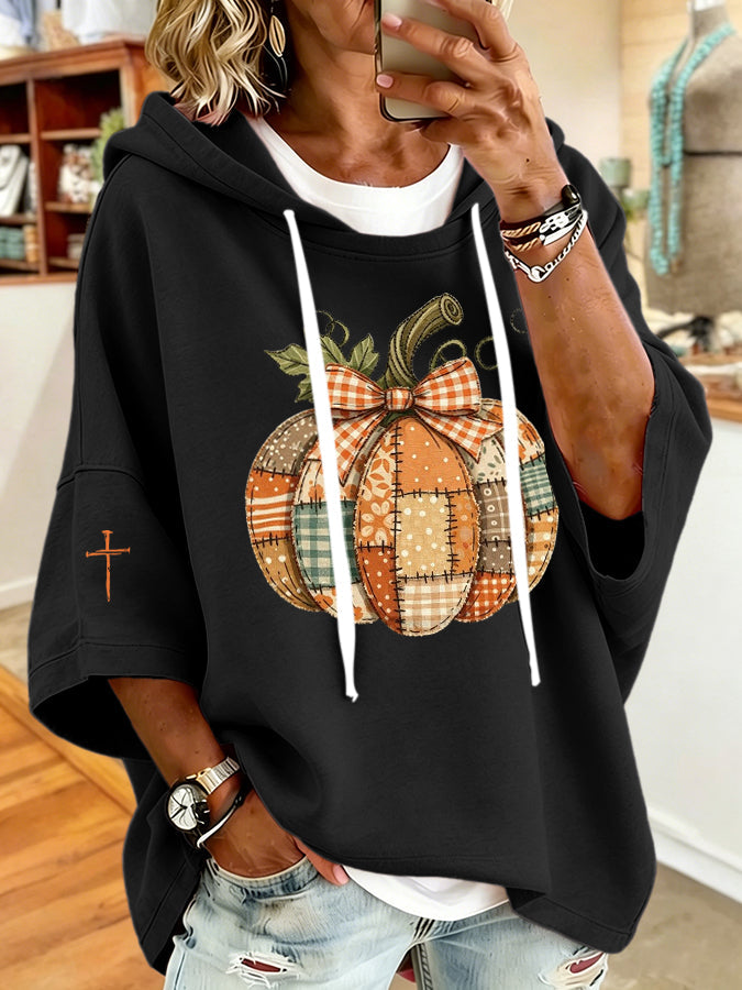 Women'S Vintage Pumpkin Print Hoodie