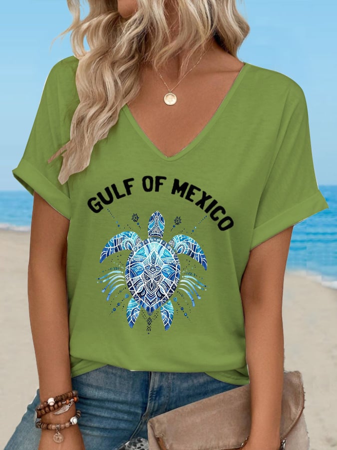 Women's Gulf of Mexico turtle print T-shirt
