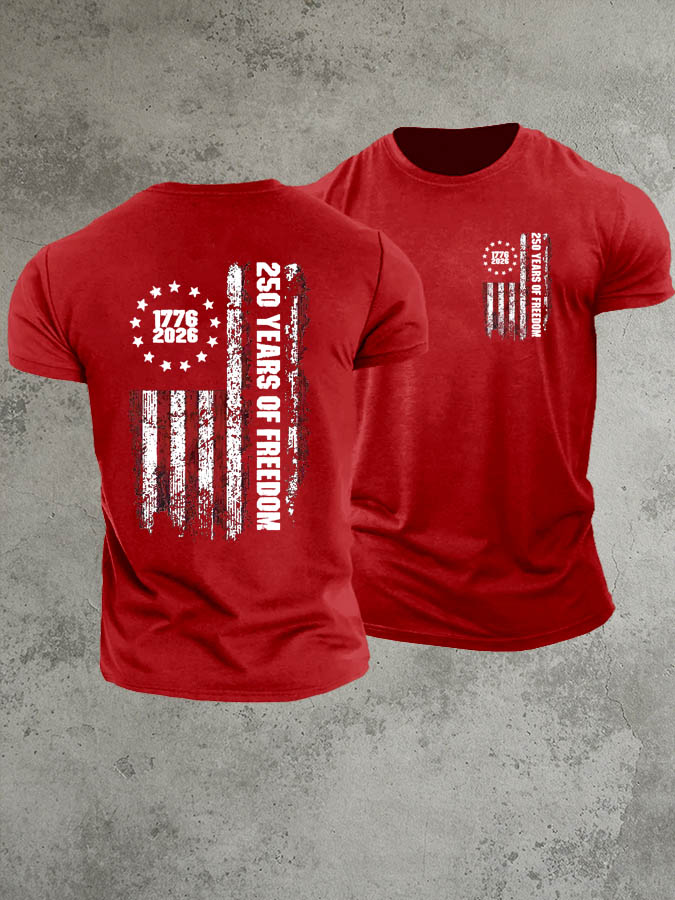 1776-2026 250 Years Of Freedom Pattern 100% Cotton T-Shirt