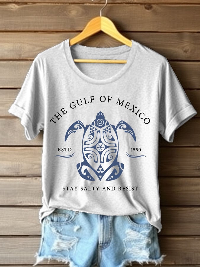 Women's The Gulf Of Mexico Printed Round Neck T-shirt