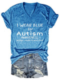 Autism Awareness I Wear Blue For Autism Print T-Shirt