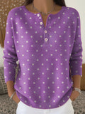 Women's Retro Purple Art Print Long Sleeve Top
