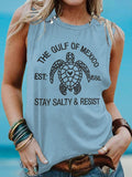 Women's The Gulf Of Mexico Est 1550 Stay Salty And Resist Print Tank Top