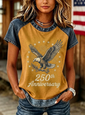 Women's Western Independence Day Eagle 250th Anniversary Printed T-shirt-2