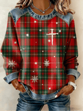 Women's Christmas Plaid Print Sweatshirt