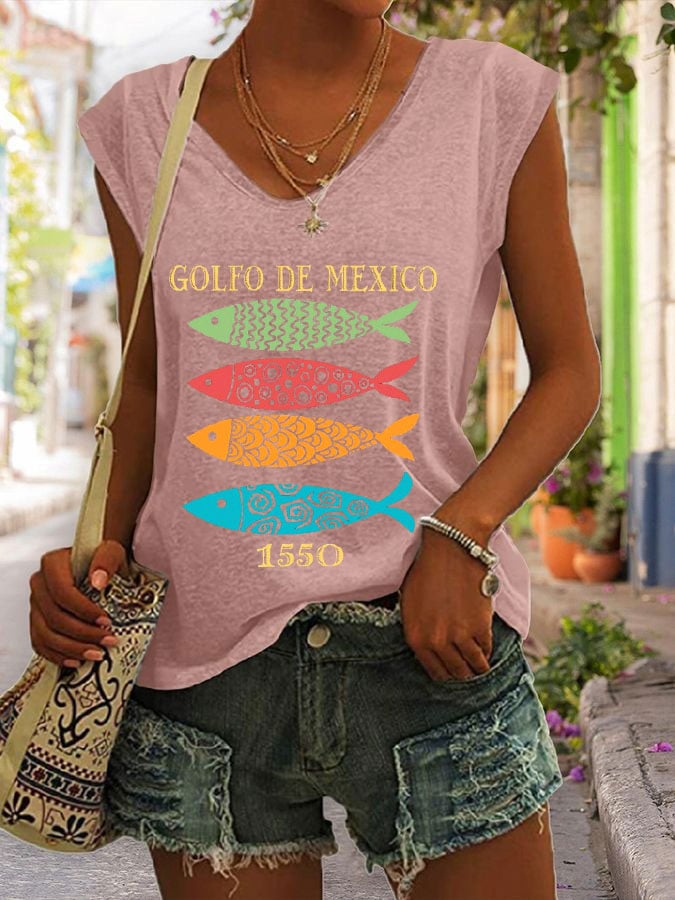 Women's Gulf Of Mexico Print Casual Vest