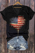 Chic Stars heart Print Patriots'S Day T-Shirt