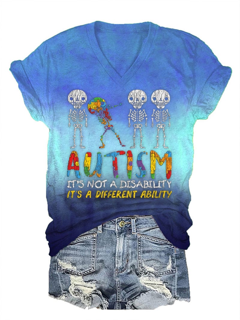 Women's It'S Not A Disability It'S A Different Ability Printed Short-Sleeved T-Shirt