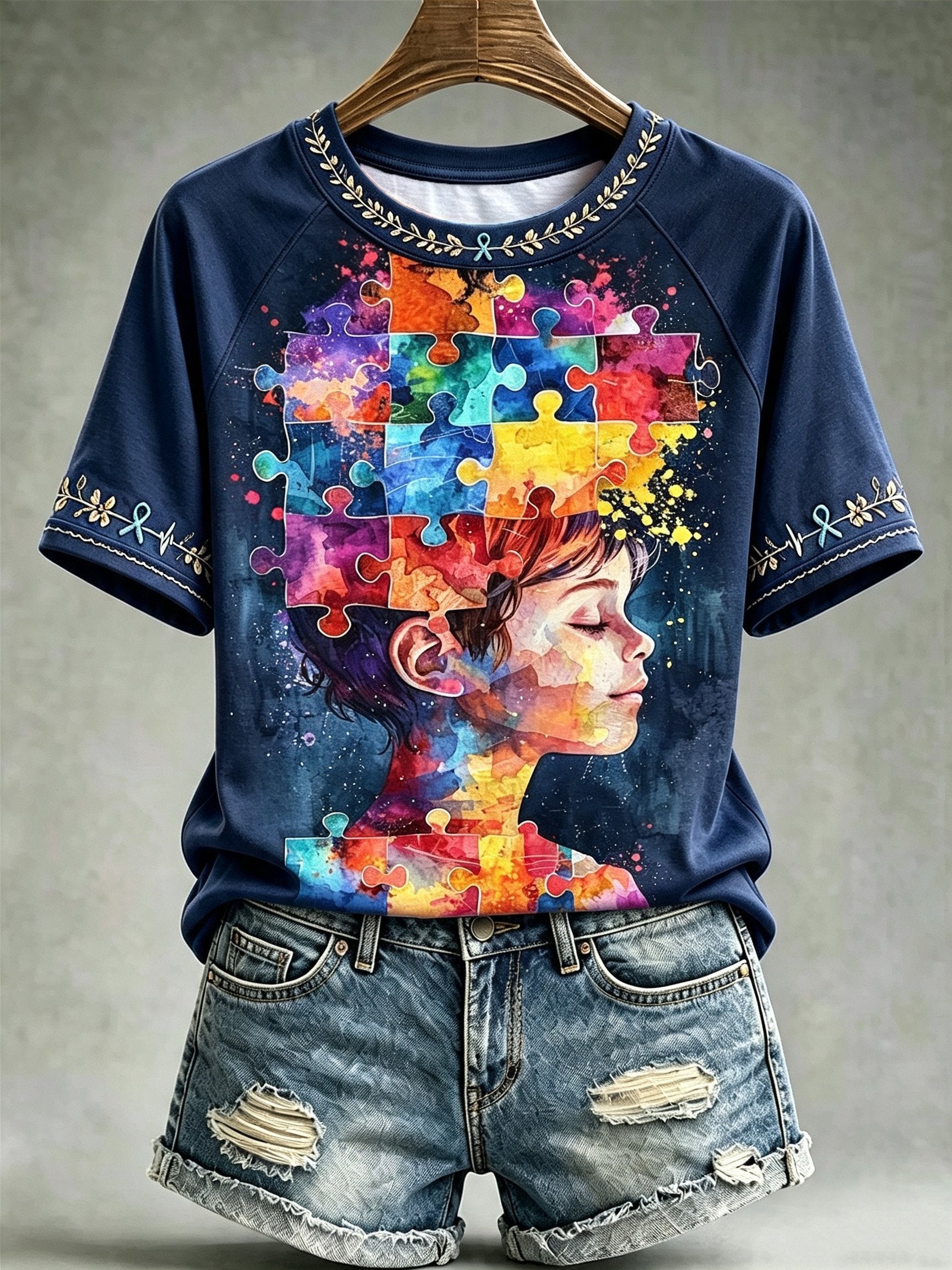Women's Autism-Themed Casual Print Top