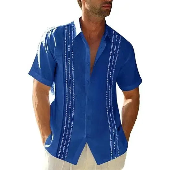 Men's 70% Cotton, 30% Linen Short Sleeve Guayabera Shirts