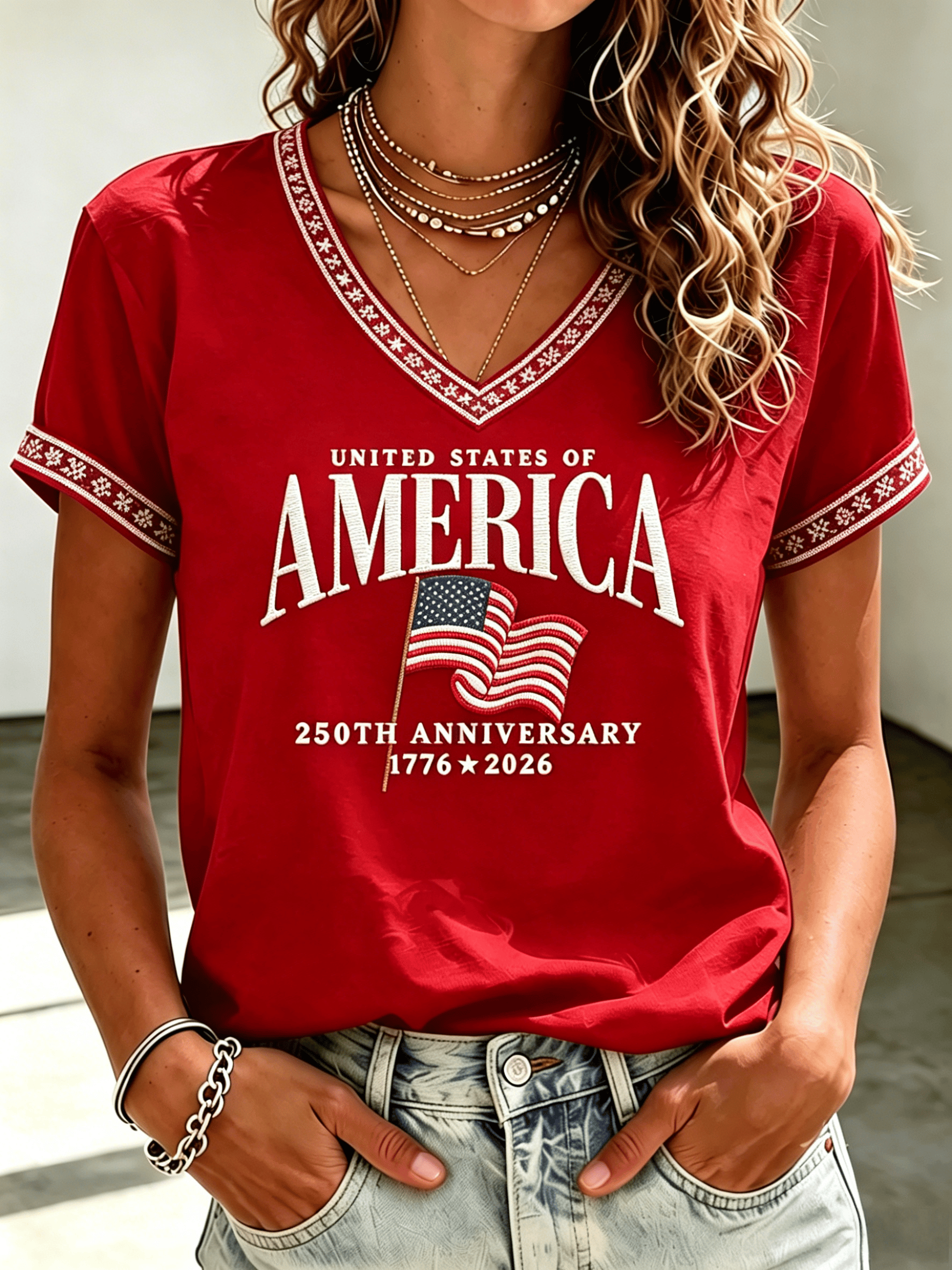 Women's USA 250th Anniversary Printed T-shirt
