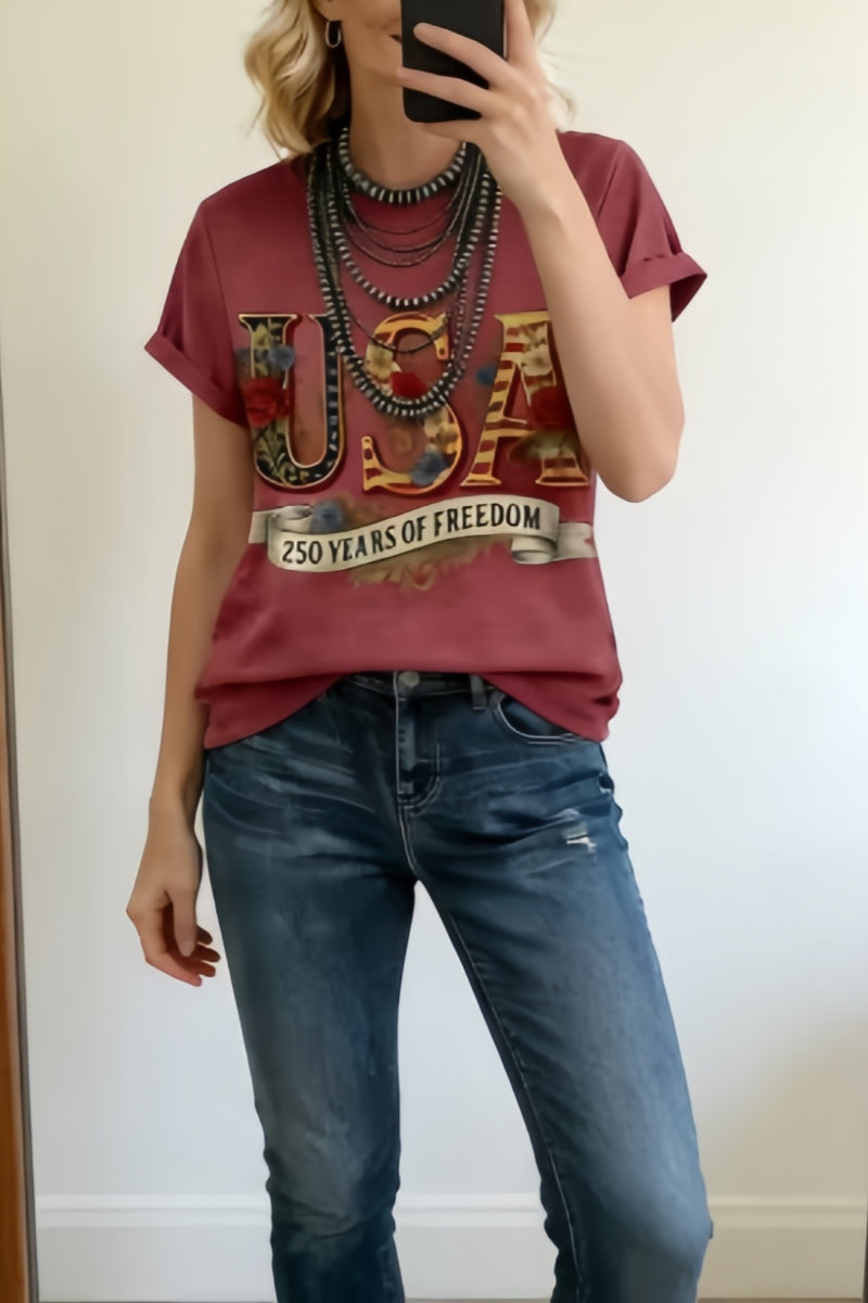 USA Print Short Sleeve T-Shirt