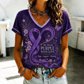 Women's Alzheimer's Awareness Floral Art Printed T-shirt