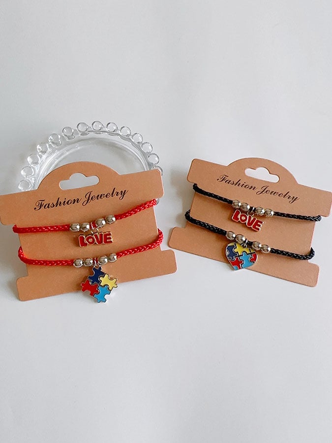 Contrast Color Irregular Puzzle Autism Bracelet