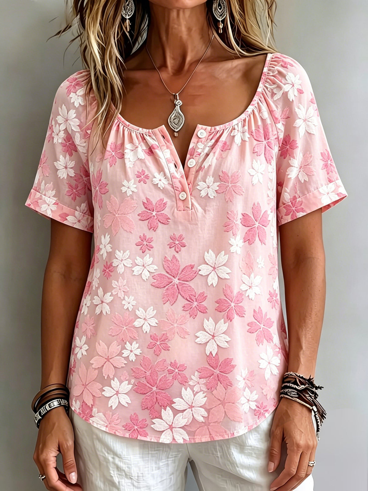 Women's Minimalist Elegant Floral Print Top