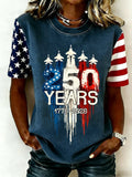 Women's 250th Anniversary American Art Print Casual T-Shirt