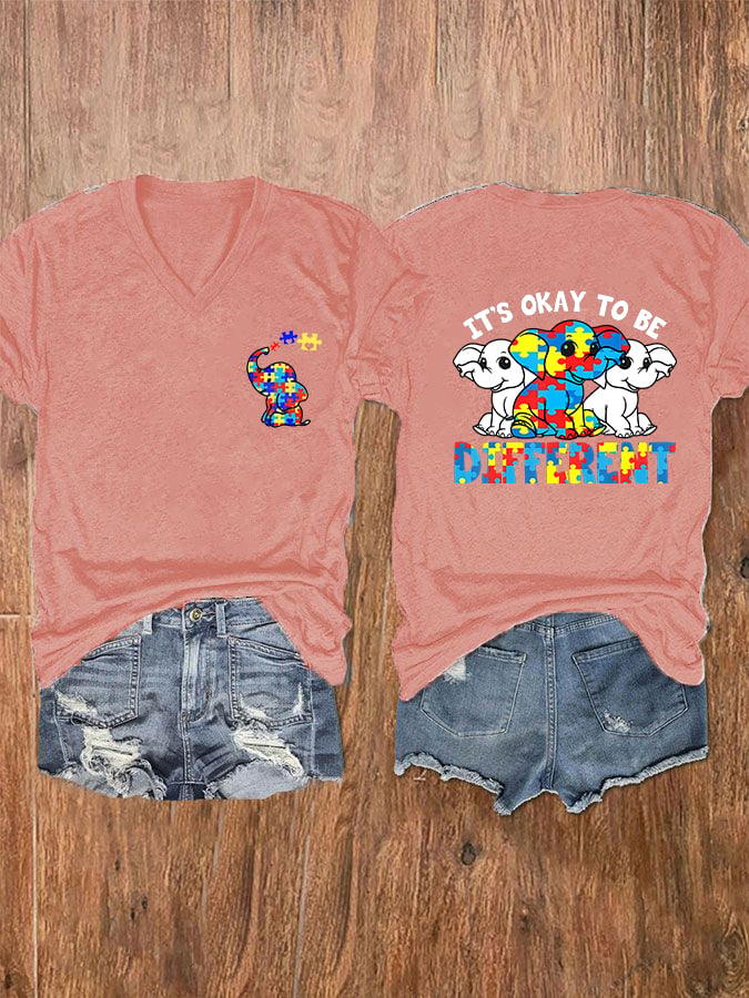 Women's It's Ok To Be Different V-Neck T-Shirt