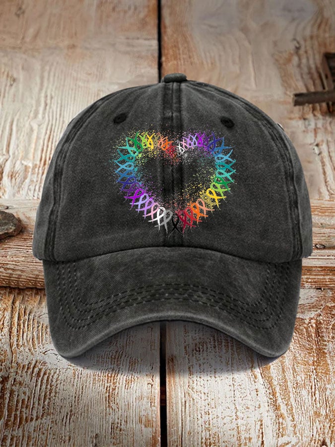 All Cancer Awareness Heart Ribbon Hat