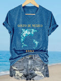 Women's Gulf of Mexico Print V-Neck T-Shirt