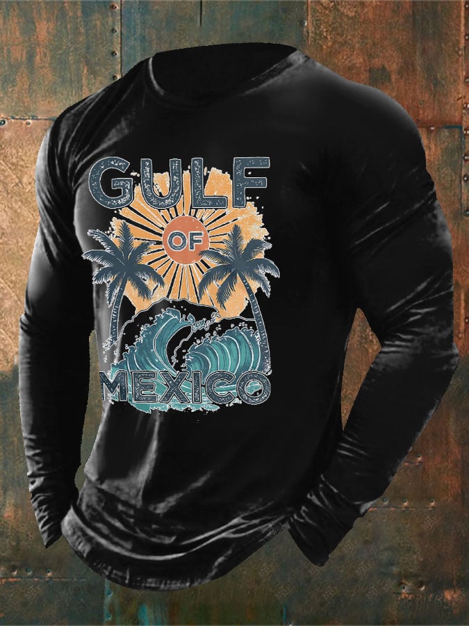 Men'S Retro Gulf Of Mexico Print T-Shirt