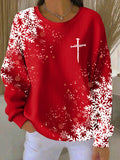 Women's Christmas Snowflake Faith Long-Sleeved Top