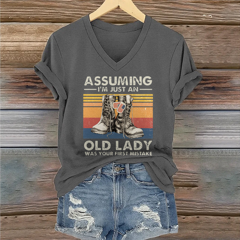 Women's Veteran Printed Casual Short Sleeve T-shirt