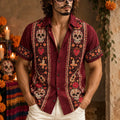 Men‘s Retro Mexico Day Of The Dead Sugar Floral Skull Graphics Printed Shirt