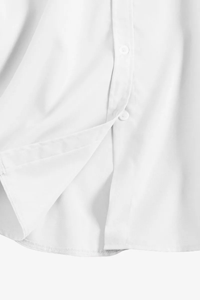 Women's Plain Button Front Drop Shoulder Shirt Blouse