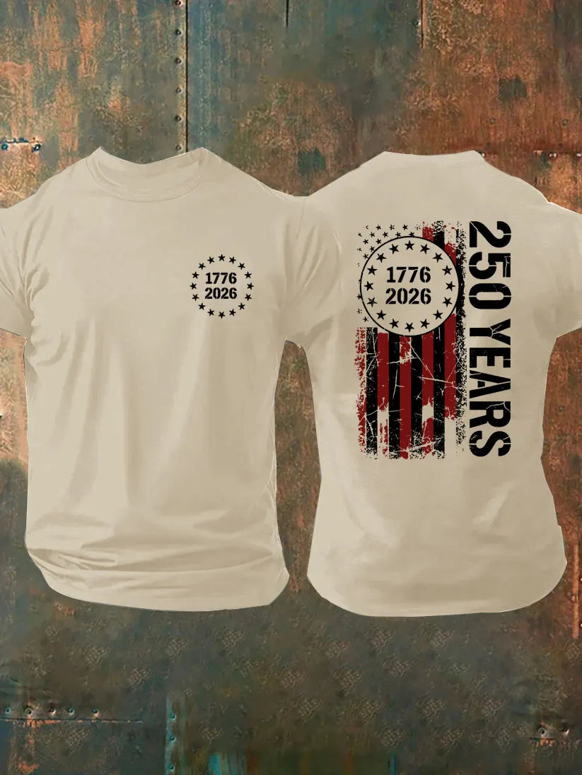 1776 2026 250 Years Pattern 100% Cotton T-Shirt