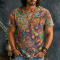 Men's Hippie Psychedelic Swirl Abstract Art Print Short Sleeve T-shirt