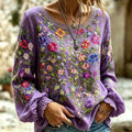 Women's Retro Colorful Floral Casual T-shirt