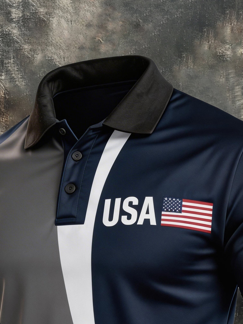 Men's Retro Patriot Color Block Polo Collar Short Sleeve