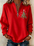 Women's Faith Print Zipper Neck Sweatshirt