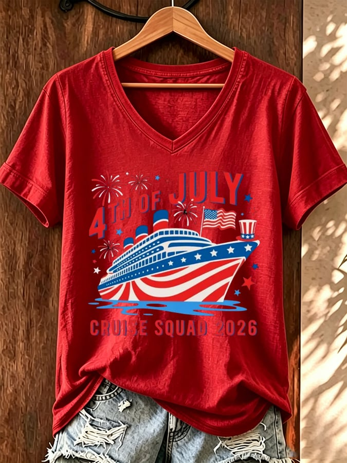 Women's 4th Of July Cruise Squad 2026 Print T-shirt